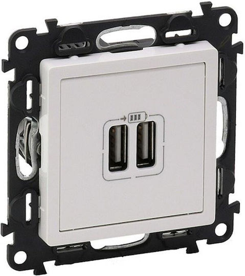 Legrand Valena Life Χωνευτή Πρίζα με 2 Θύρες USB Λευκή 753112